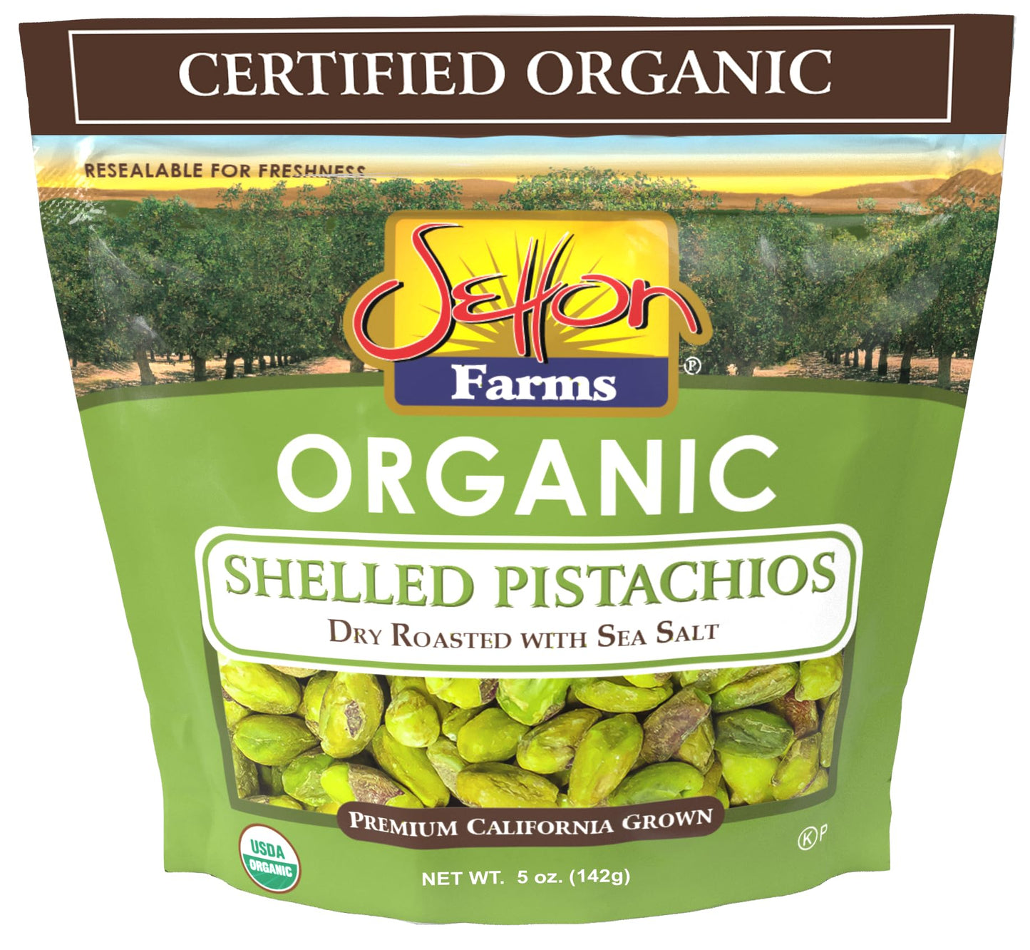 Organic Pistachios Shelled Roasted Salted 5 Oz. Bag Kosher
