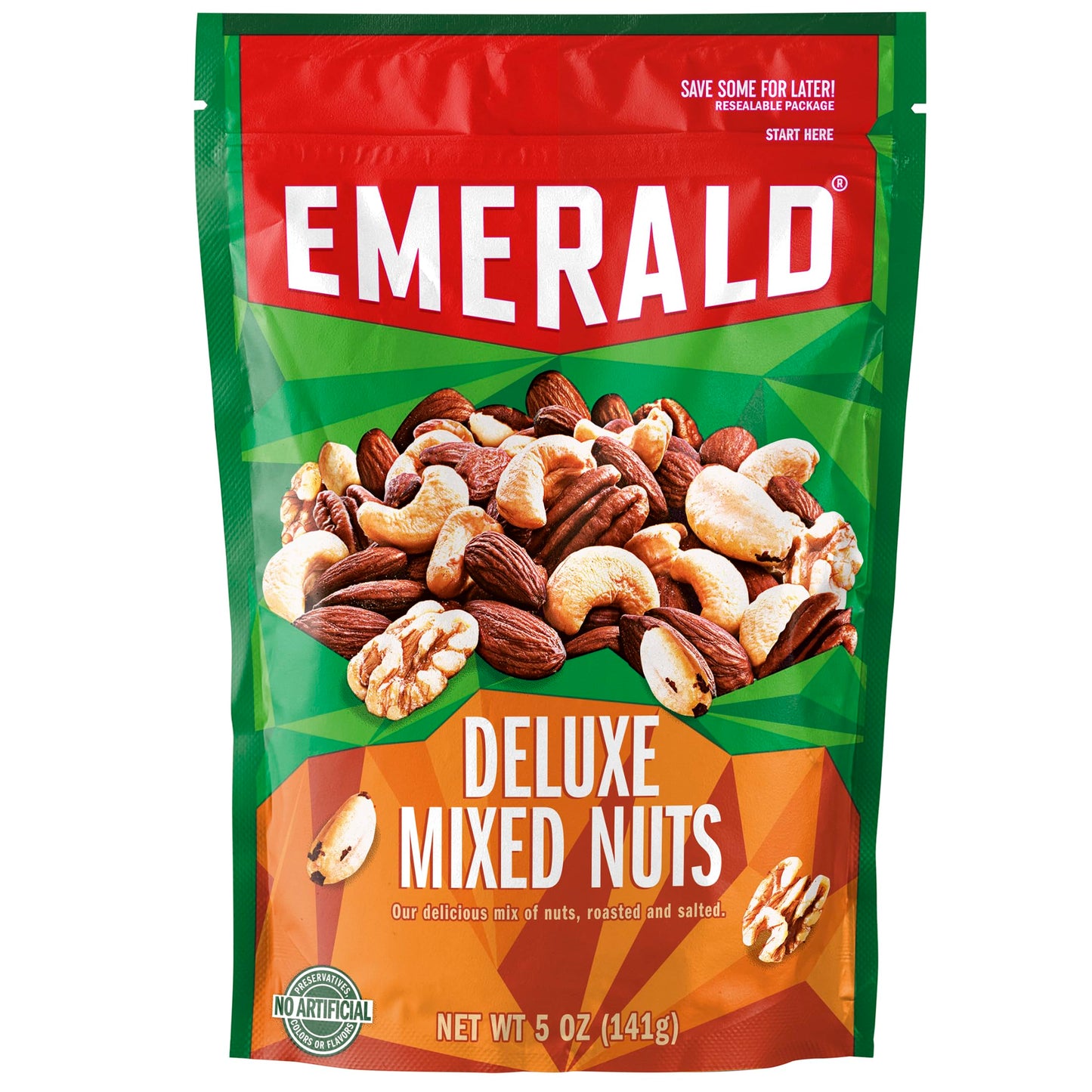 Emerald Deluxe Mixed Nuts, 5 Ounce Resealable Bag- 6 per case.