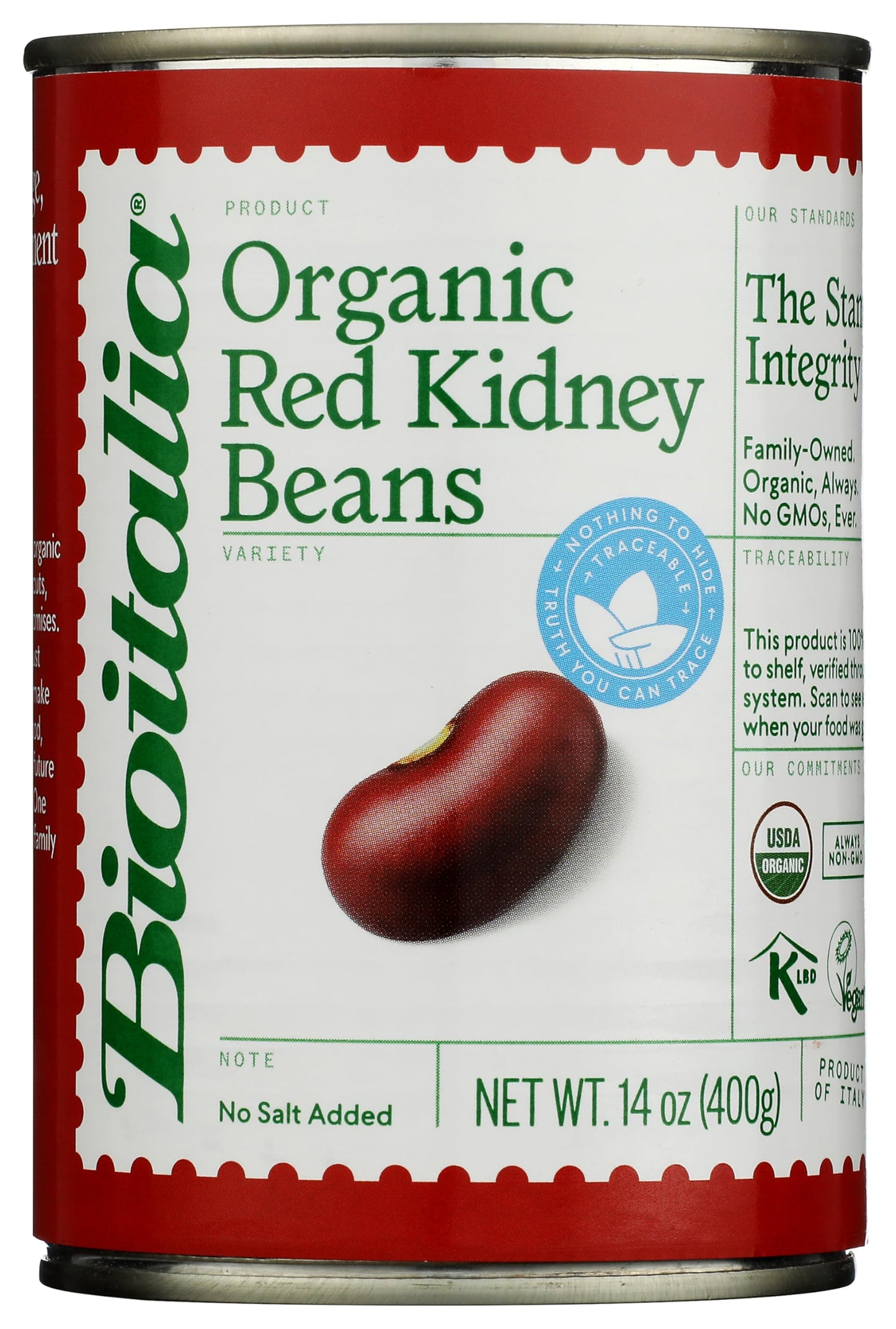BIOITALIA Organic Canned Red Kidney Beans, 8.4 OZ