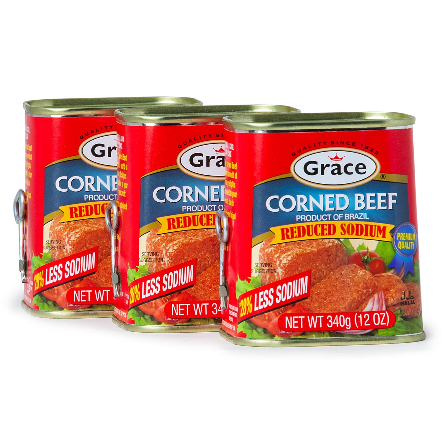 Grace Corned Beef Reduced Sodium 12 Oz (3 Pack)