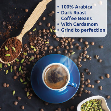 Café Najjar, Turkish Coffee With Cardamom, 2 X 450 Gr , 100% Arabica Coffee Beans, Ground Coffee, Dark Roast, Lebanese Coffee, Arabic Coffee, Coffee Beverages, Works With Turkish Coffee Machine.