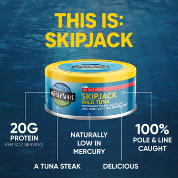 Wild Planet Skipjack Wild Tuna, No Salt Added, Canned Tuna, Sustainably Wild-Caught, Pole & Line, Non-Gmo, Kosher, 5 Ounce (Pack
