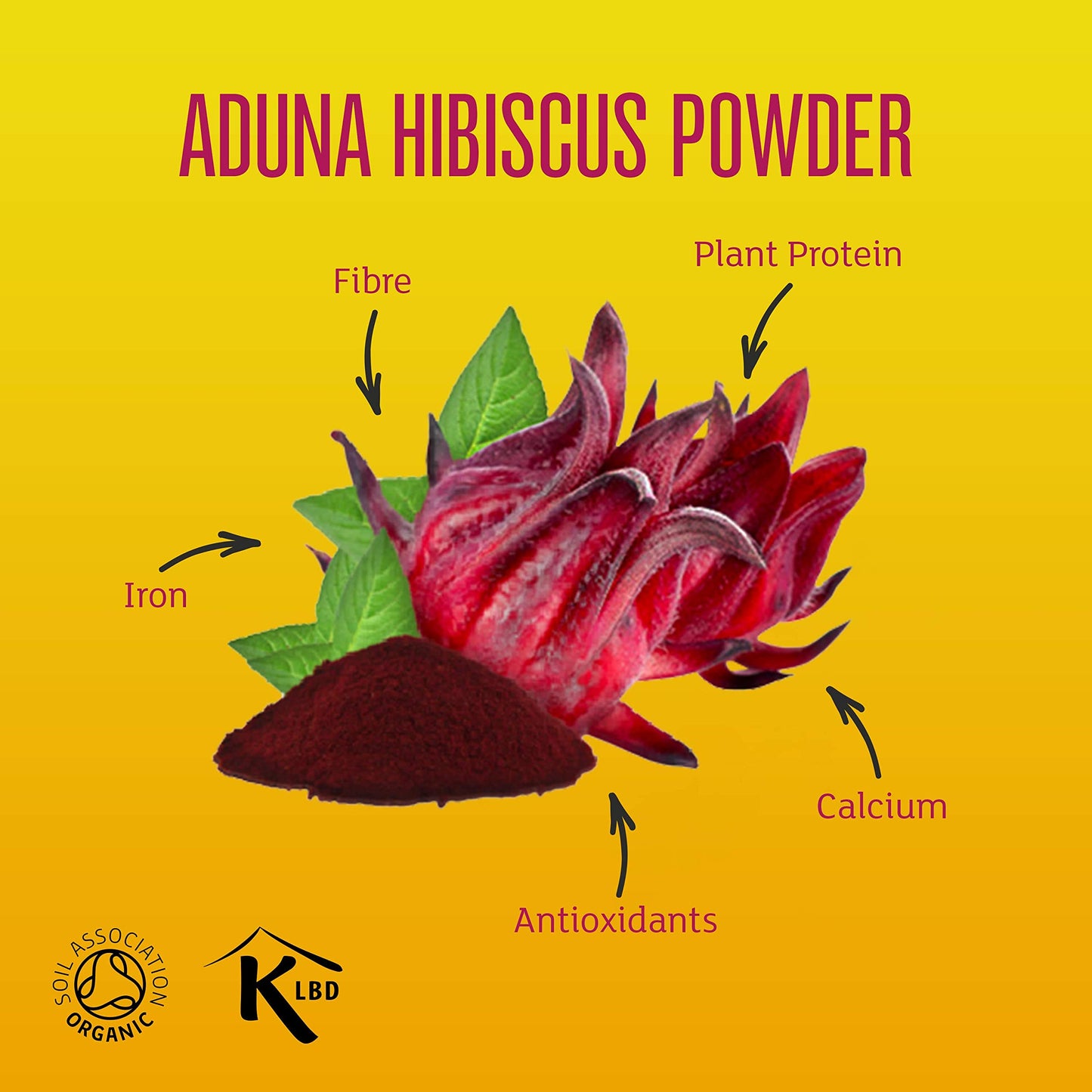Aduna Organic Hibiscus Powder | Hibiscus Flower Powder for Hair, Skin & Gut Health | 9.7oz