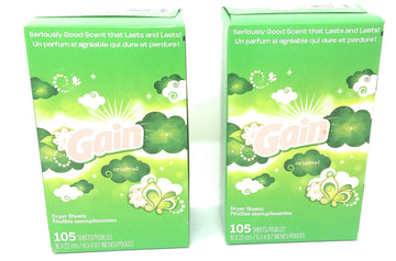 Gain Dryer Sheets - Original Scent - 105 Count Per Box - Pack Of 2 Boxes