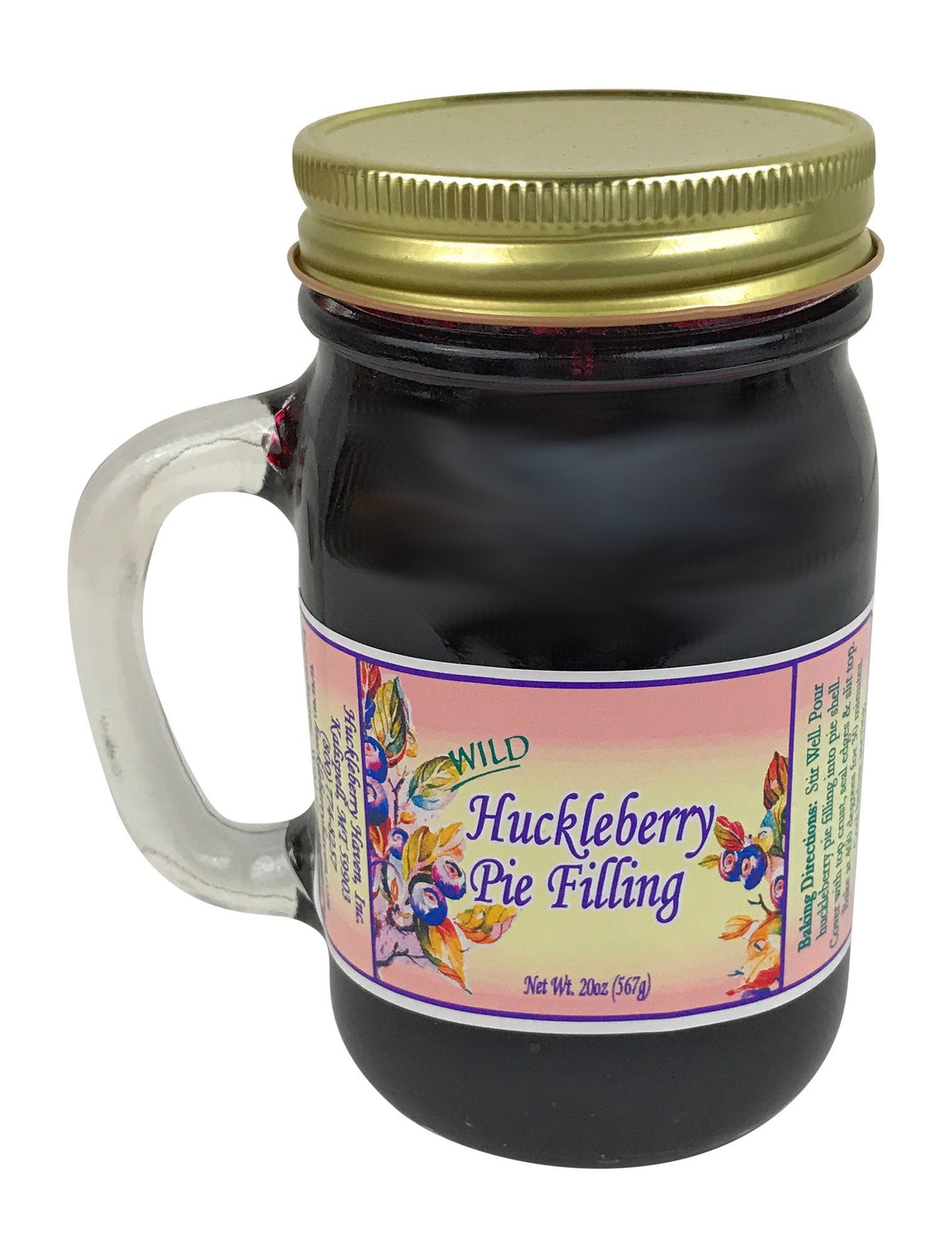 Wild Huckleberry Pie Filling from Huckleberry Haven, 20 Oz Mug Style Jar