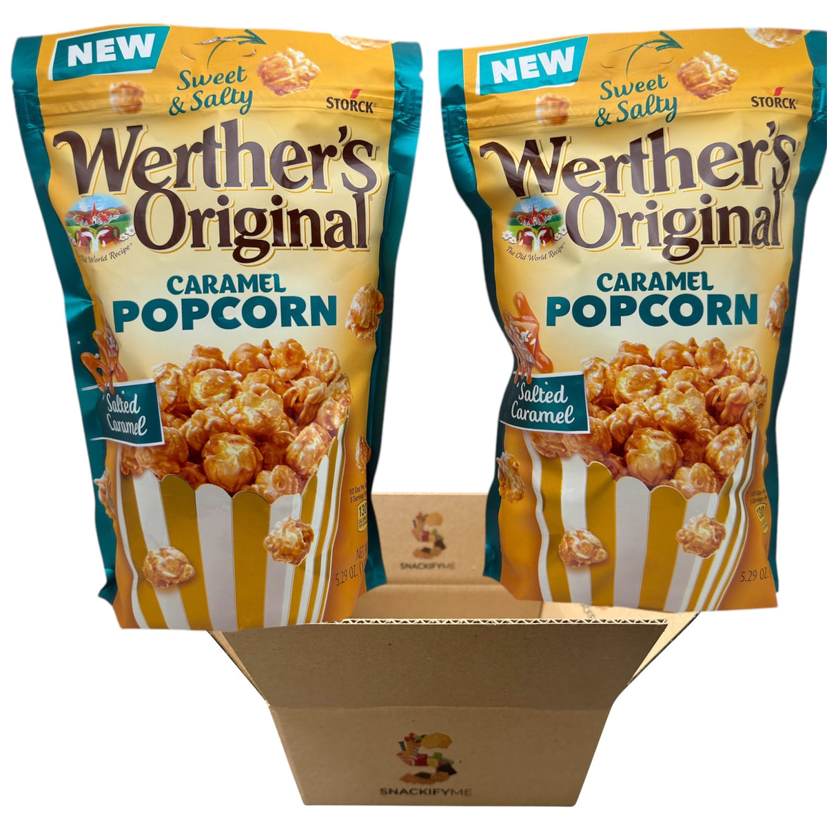 Salted Caramel Popcorn Sweet And Salty 5.29 Oz 2-Pack - Gourmet Snack For Movie Nights Parties And Gifting