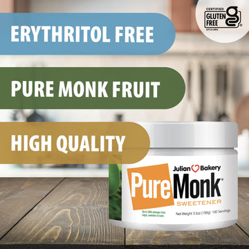 Julian Bakery Pure Monk | v25% Monk Fruit Extract | Sweetener | Sugar Free | 3.5oz | 100 Servings