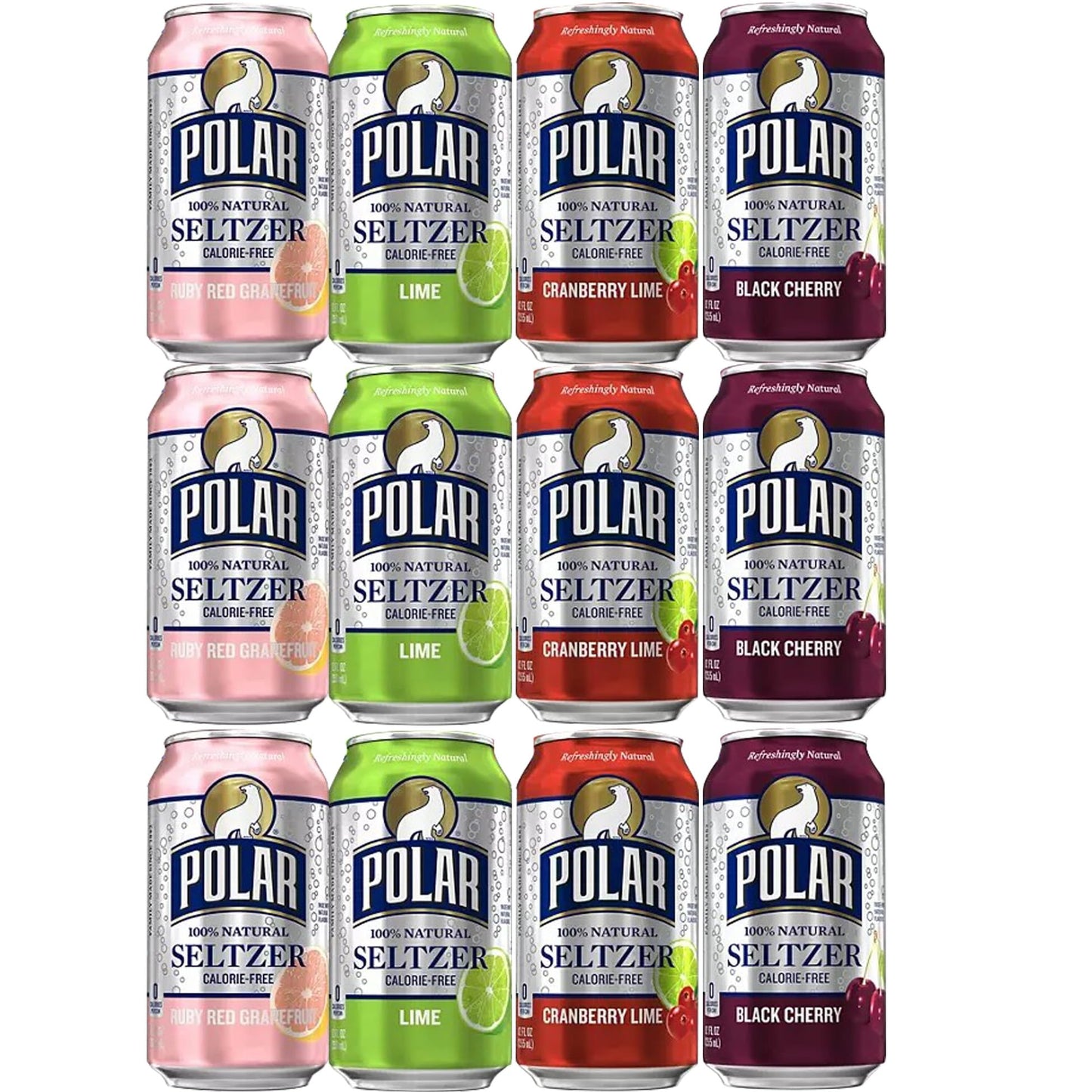 Polar Seltzer Variety Pack | 12 oz, 12 Pack | Cranberry Lime, Ruby Red Grapefruit, Black Cherry, and Lime Flavored
