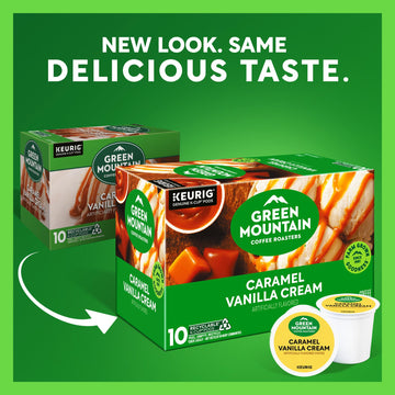 Green Mountain Coffee Roasters K-Cup Pods, Caramel Vanilla Cream, Light Roast, 60 Count (6 Packs of 10)