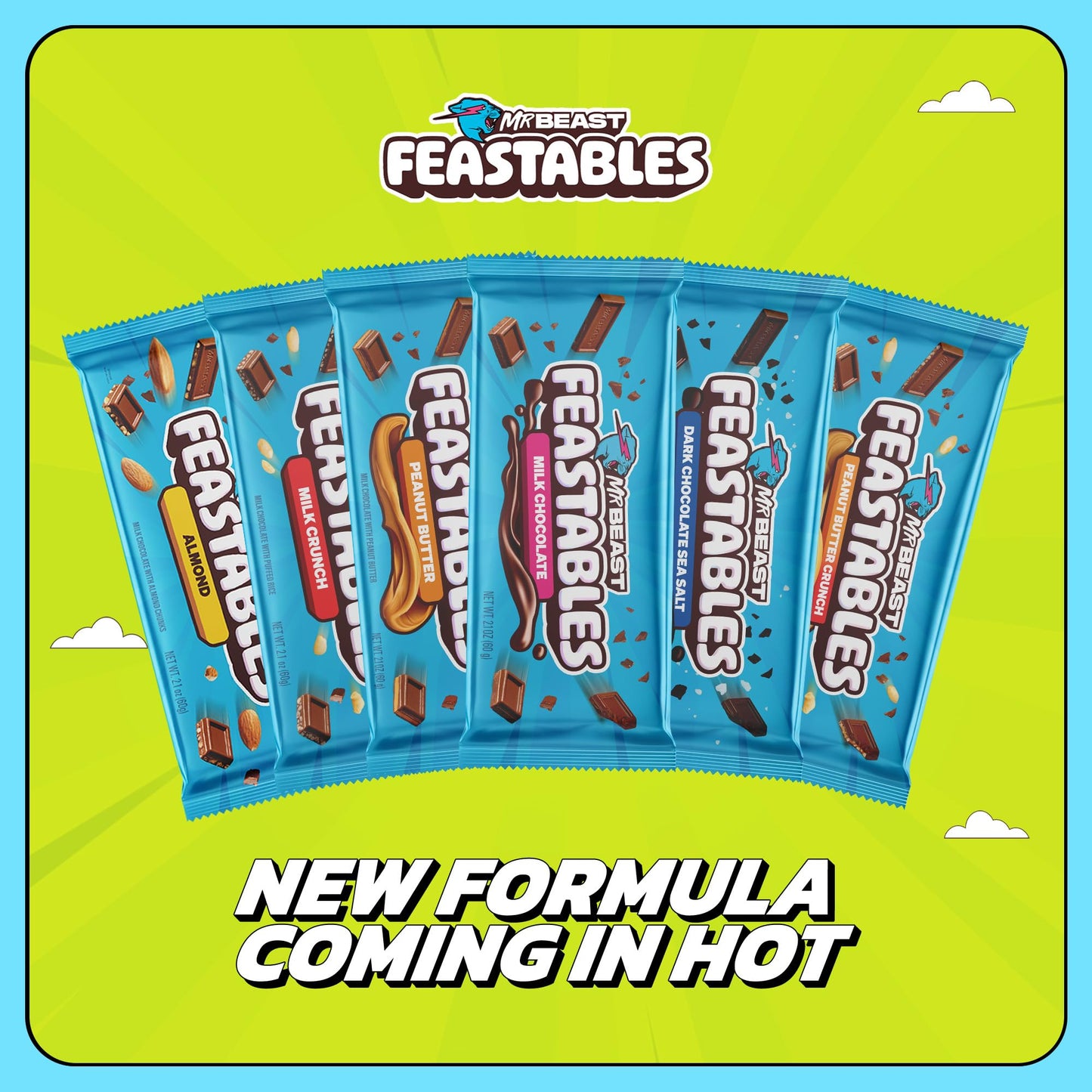 Feastables Original Dark Chocolate KING Size Chocolate Bar, 2.1oz (60g), 10 count