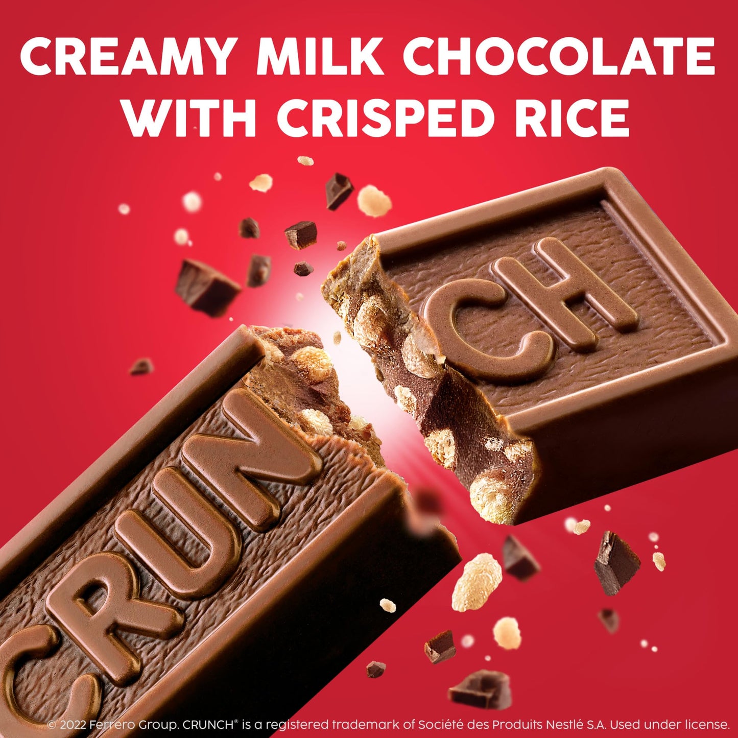 Crunch, Bulk 18 Count, Milk Chocolate and Crisped Rice, Full Size, Individually Wrapped Candy Bars, Halloween Candy, 1.55 oz Eac