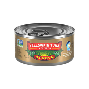 Genova Enhanced Yellowfin Tuna In Olive Oil, 3 Ounce Cans (Pack Of 24), Wild Caught Canned Tuna, Solid Light