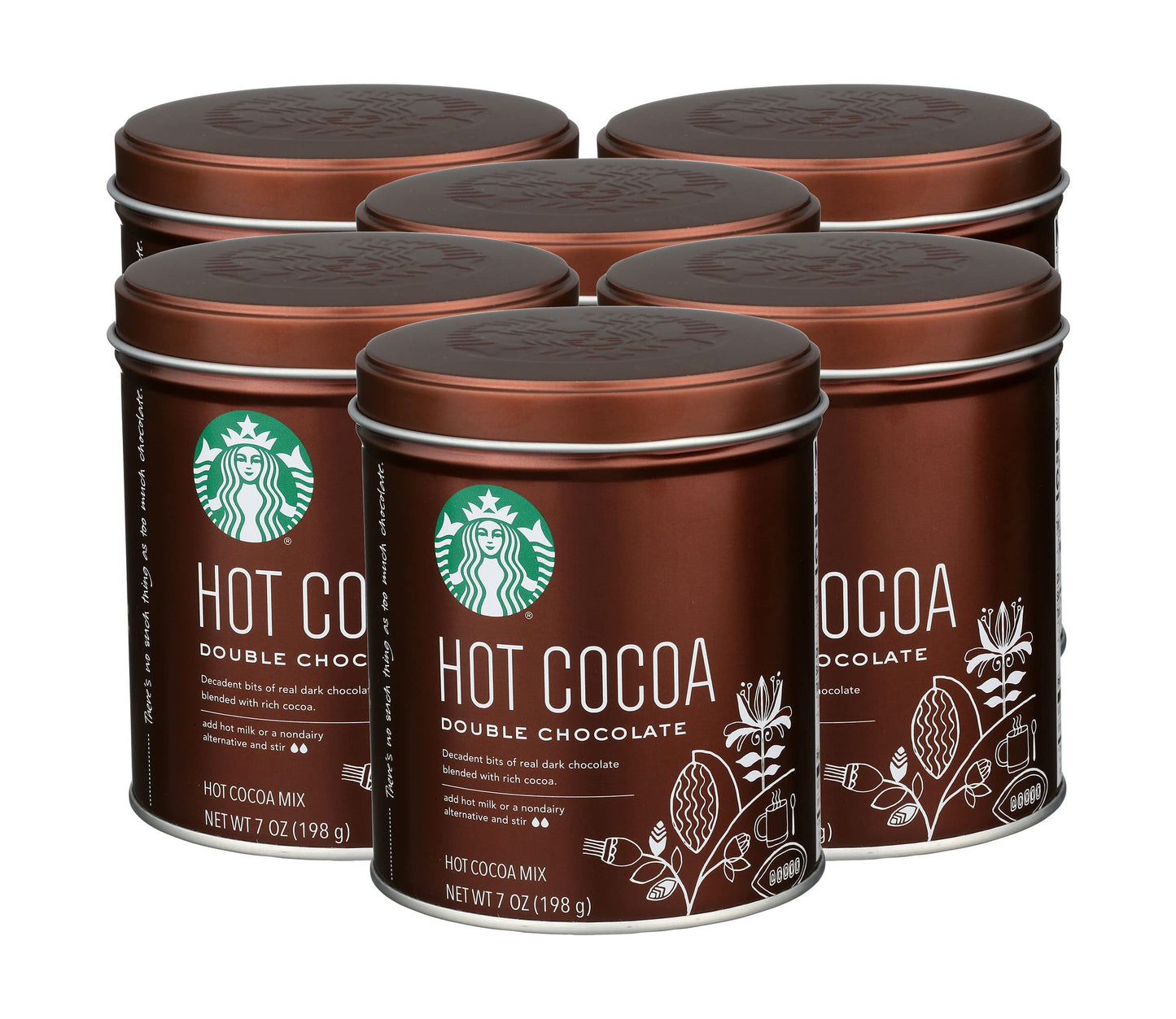Starbucks Hot Cocoa Mix Tin Double Chocolate 7 Oz (6Pack)