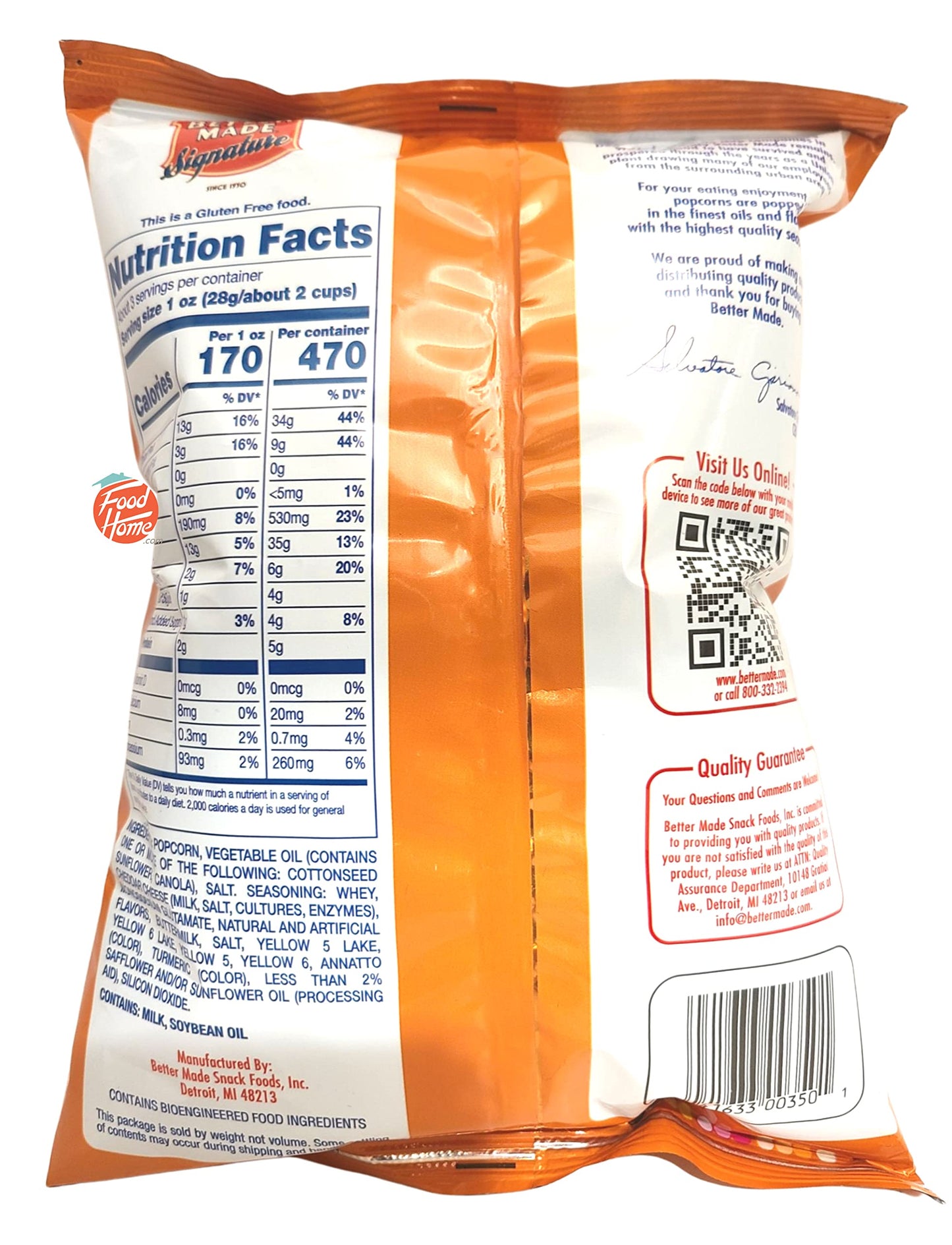 Better Made Signature Cheddar Cheese Flavored Popped Popcorn 2.75-Ounce Bag (1)