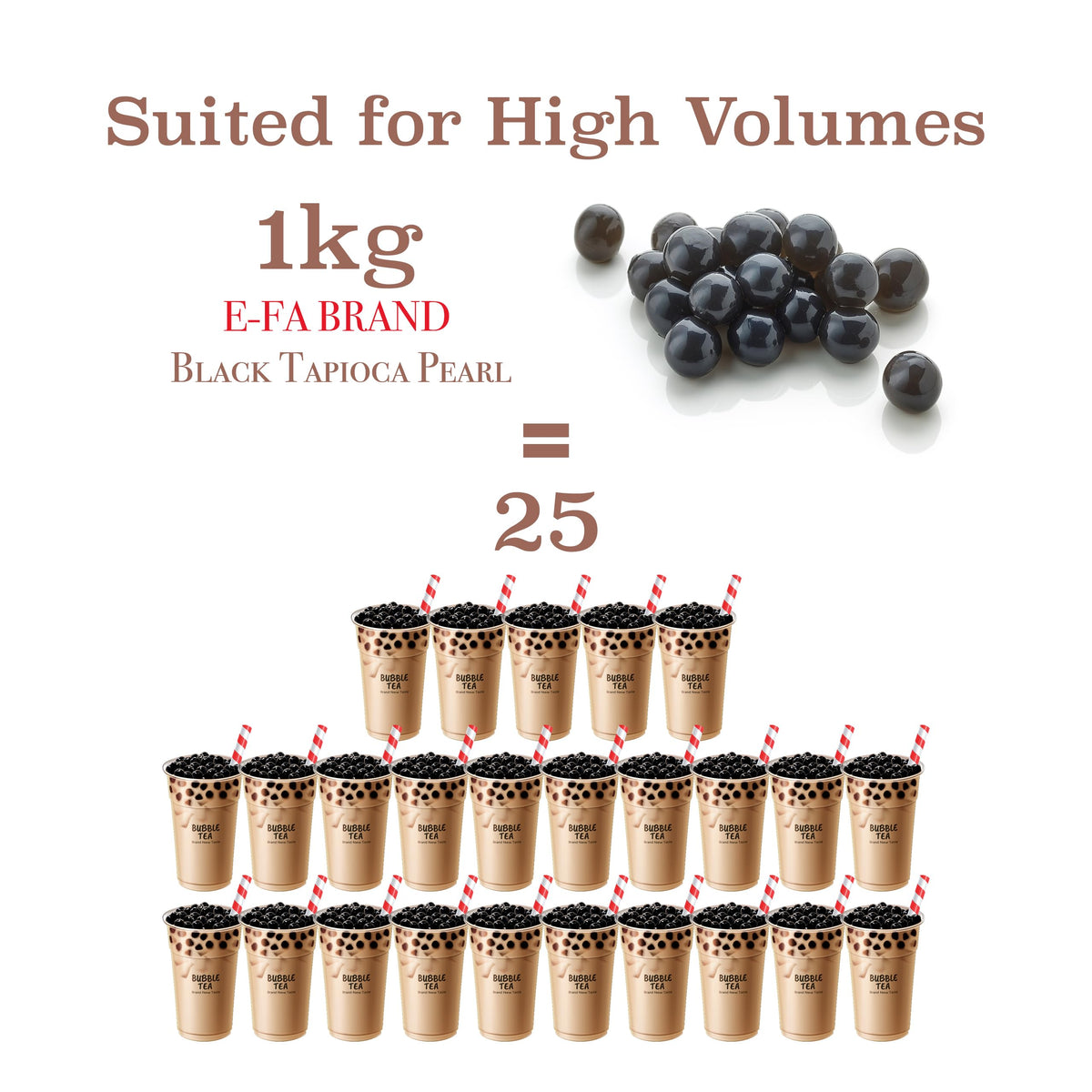E-FA BRAND Boba Black Tapioca Pearls, Quick Cook, 2.2 LB (Pack of 2), Microwave Ready