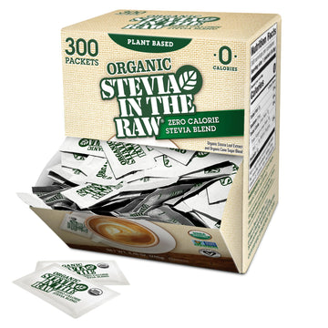 IN THE RAW Organic Stevia Sweetener Packets, 300 Ct, Zero Calorie, Non-GMO, Vegan, 8.46 oz - No Erythritol or Artificial Flavors