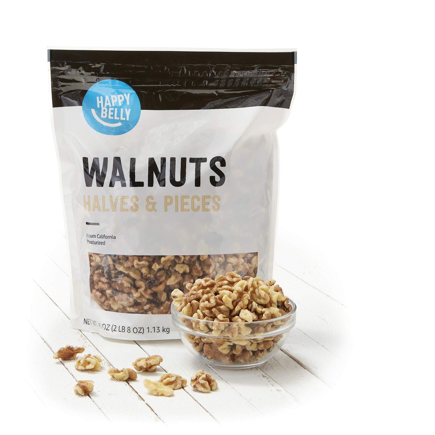Happy Belly California Walnuts Halves and Pieces, 40 Ounce Pack
