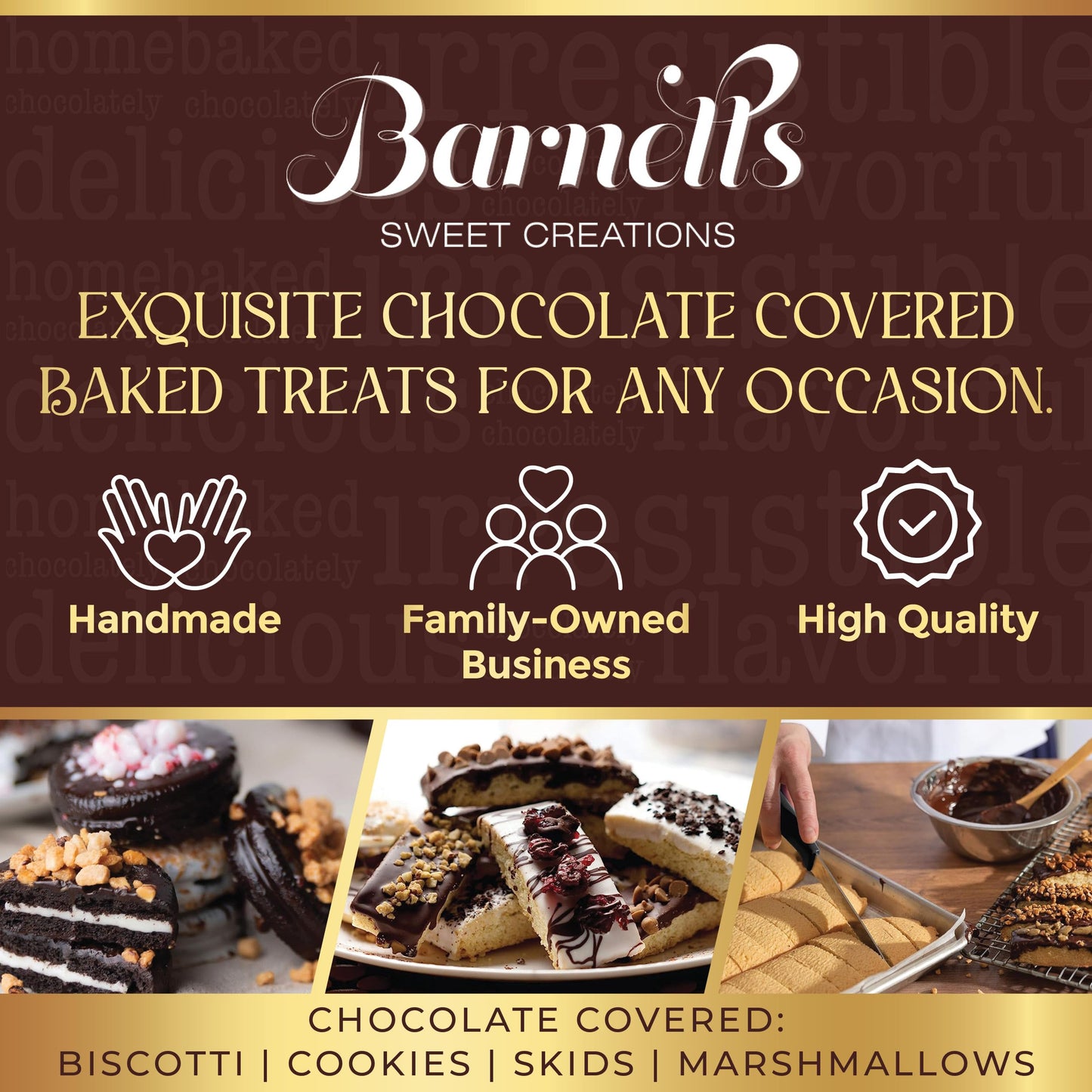 Barnetts Christmas Holiday Thanksgiving 12 Chocolate Biscotti Gift Box Gourmet Cookie Gifts Basket for Him and Her Food Delivery Fancy Cookies Spring Candy Baskets Ideas for Dad Husband Father Brother Son Father Grandmother Mother Grandma