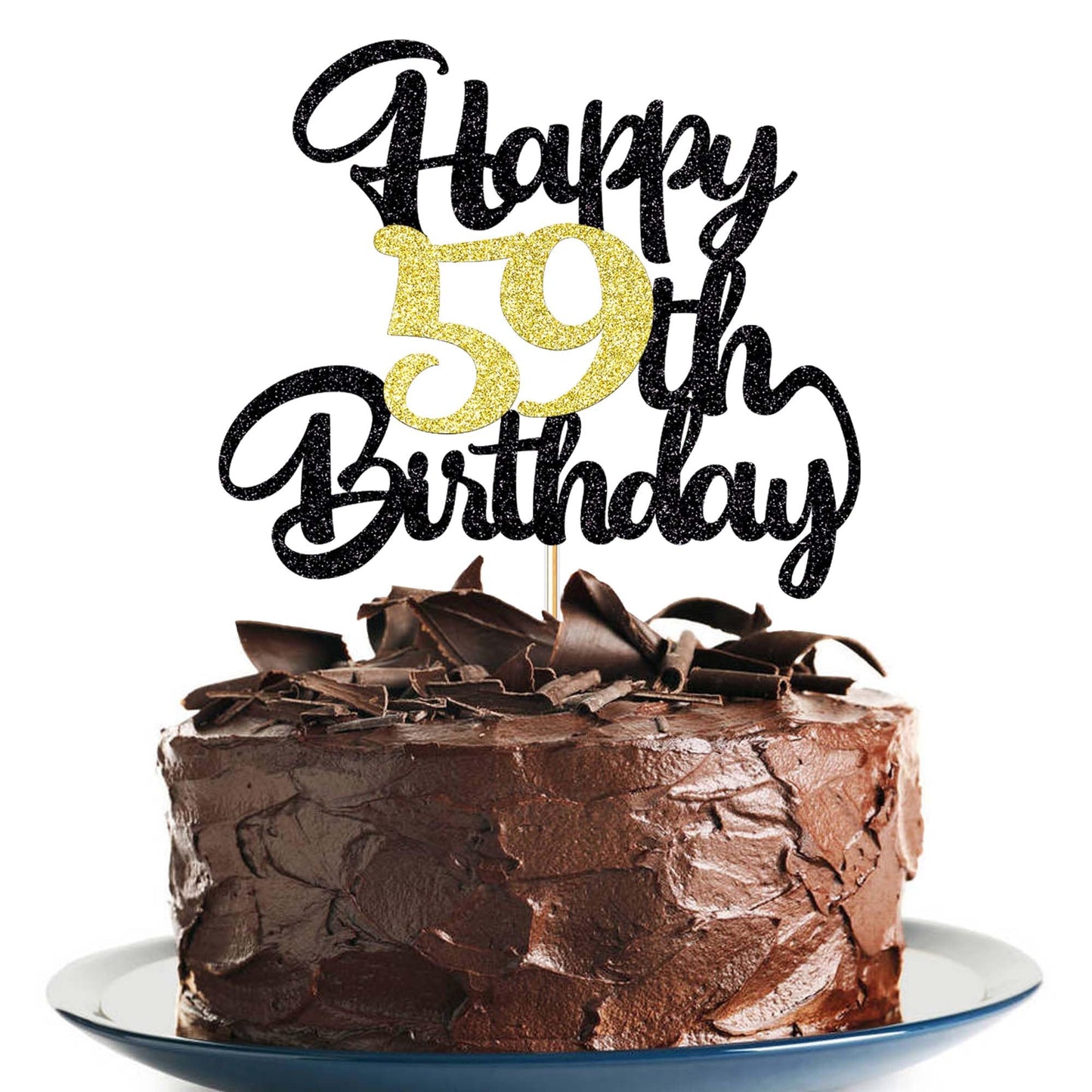 Klionjor 59Th Happy Birthday Cake Topper Happy Birthday Cake Decoration 59Th Birthday Party Decoration Gift Pluflavor Blend (59) Black Gold