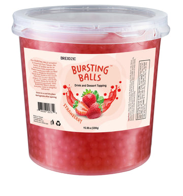 Strawberry Boba Pearls, Strawberry Popping Bursting Boba, Bubble Tapioca Pearls For Bubble Tea, No Artificial Colors (7 LB 1 Pac