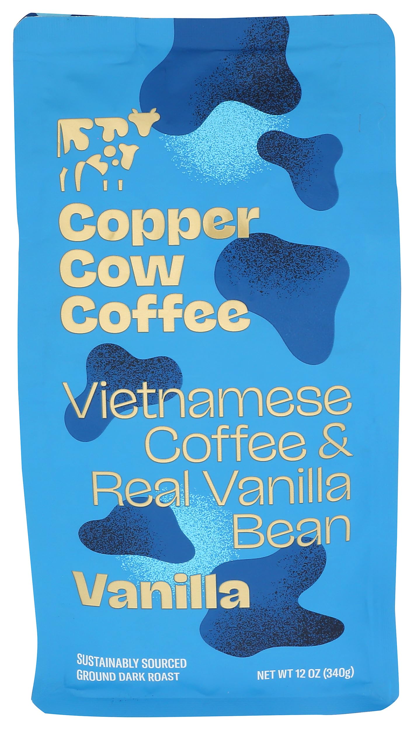 Copper Cow Coffee, Coffee Vanilla Ground, 12 Ounce