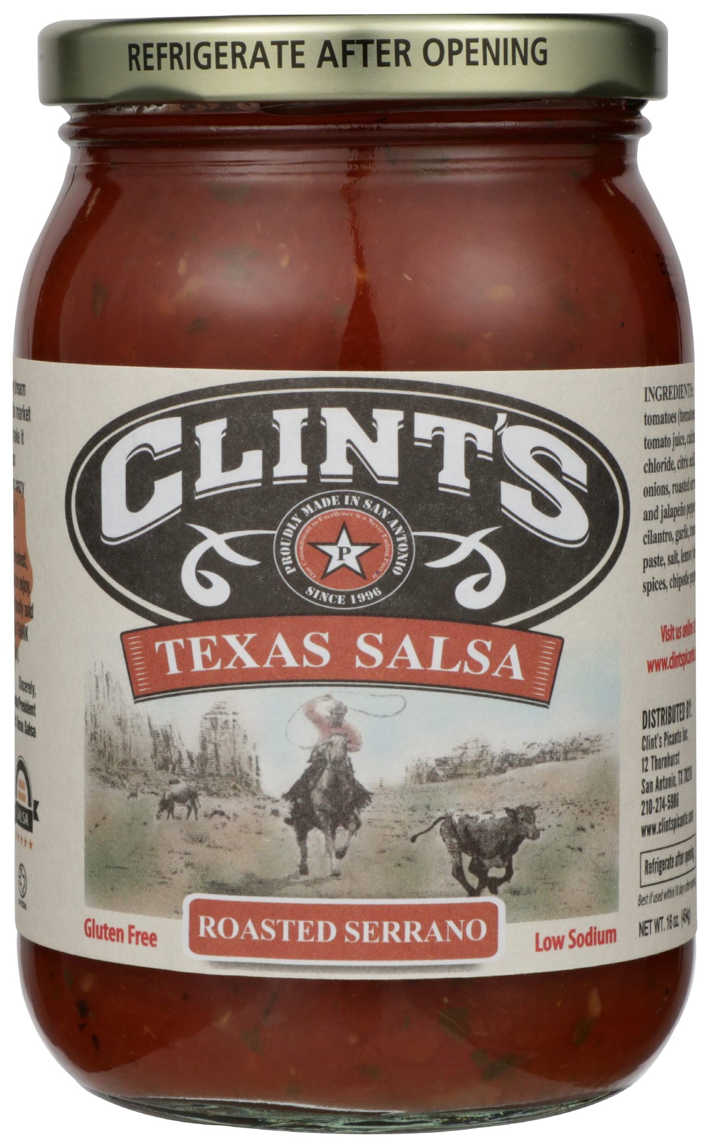 Clints, Salsa Roasted Serrano, 16 Ounce