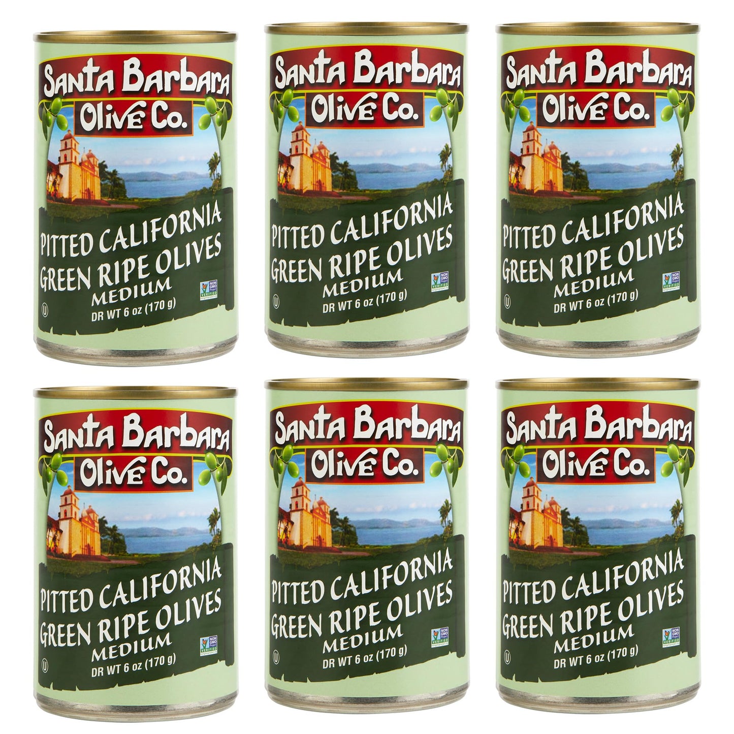 Santa Barbara 6Pk Large Pitted Green 5.75Oz Tins