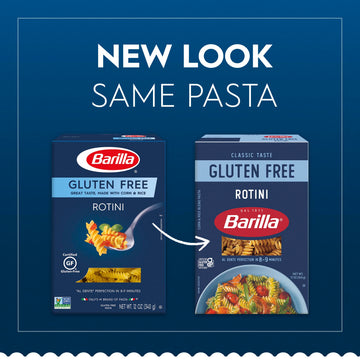 Barilla Gluten Free Rotini Pasta, 12 Ounce (Pack of 8) - Non-GMO Gluten Free Pasta Made with Blend of Corn & Rice - Vegan