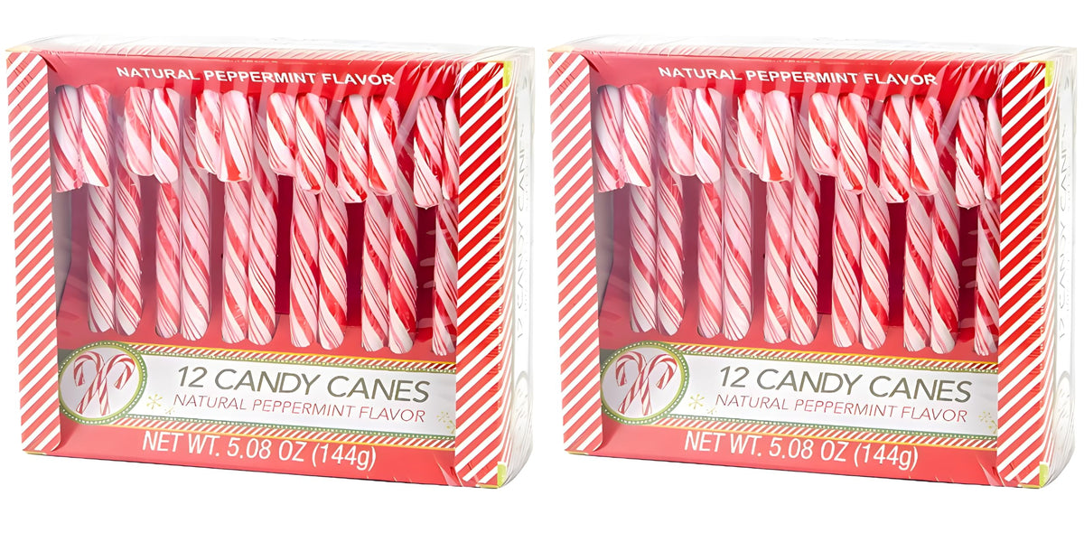 Peppermint Candy Canes – 24 Count (Two 12-Count Boxes, 10.16 Oz) – Classic Holiday Peppermint Flavor – Individually Wrapped Christmas Candy Canes For Stockings, Gifts & Decorations