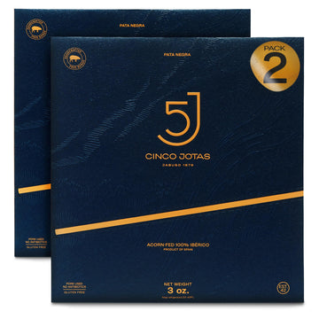 Cinco Jotas Hand-Carved Jamón Ibérico De Bellota | 100% Acorn-Fed Iberian Ham | Authentic Spanish Ham Ibérico - 3 Oz Pack Of 2 - Traditional Carving Pack