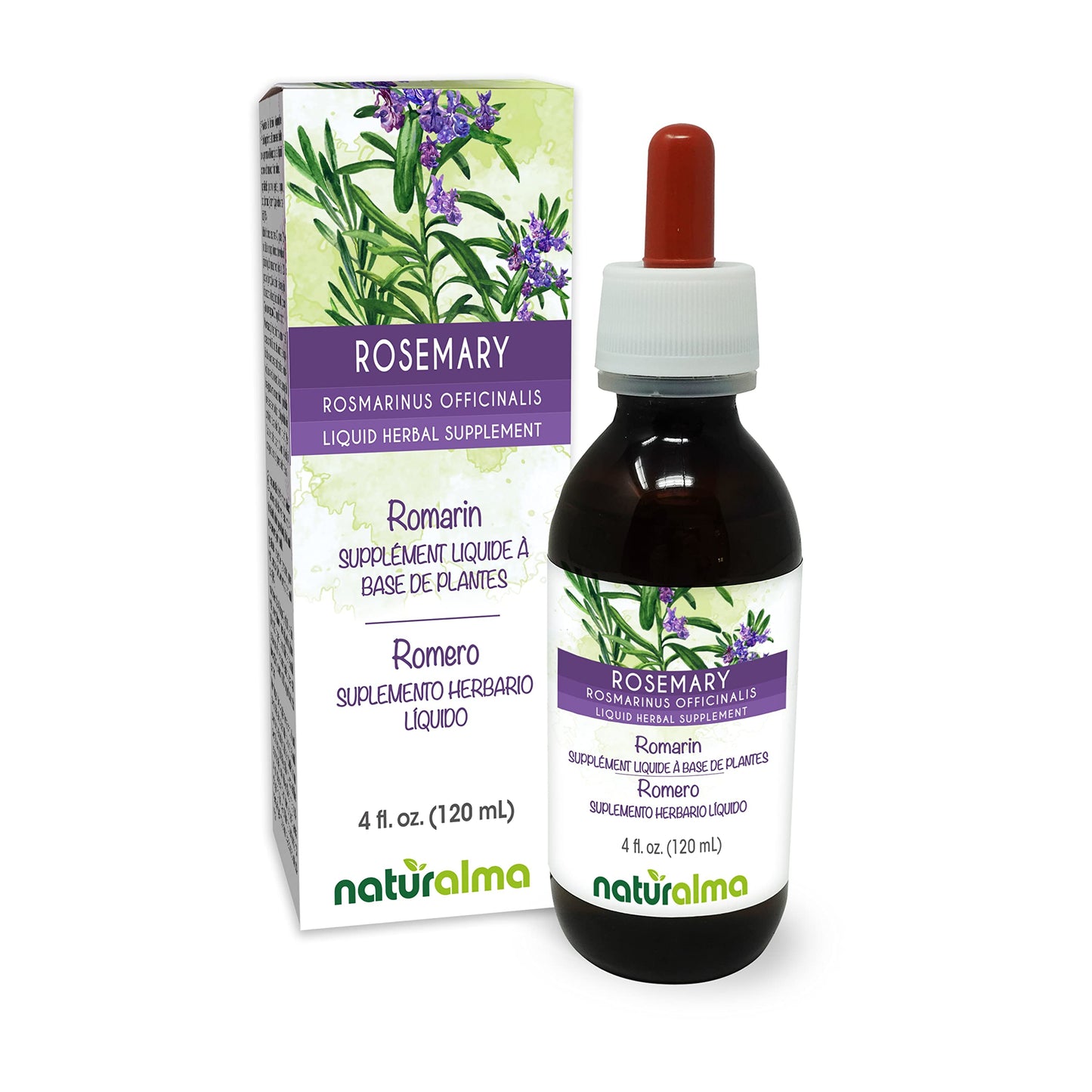 Naturalma Rosemary (Rosmarinus Officinalis) Leaf Beverage-Style-Free Tincture - 4 Fl Oz Liquid Extract In Drops - Herbal Dietary Support - Vegan
