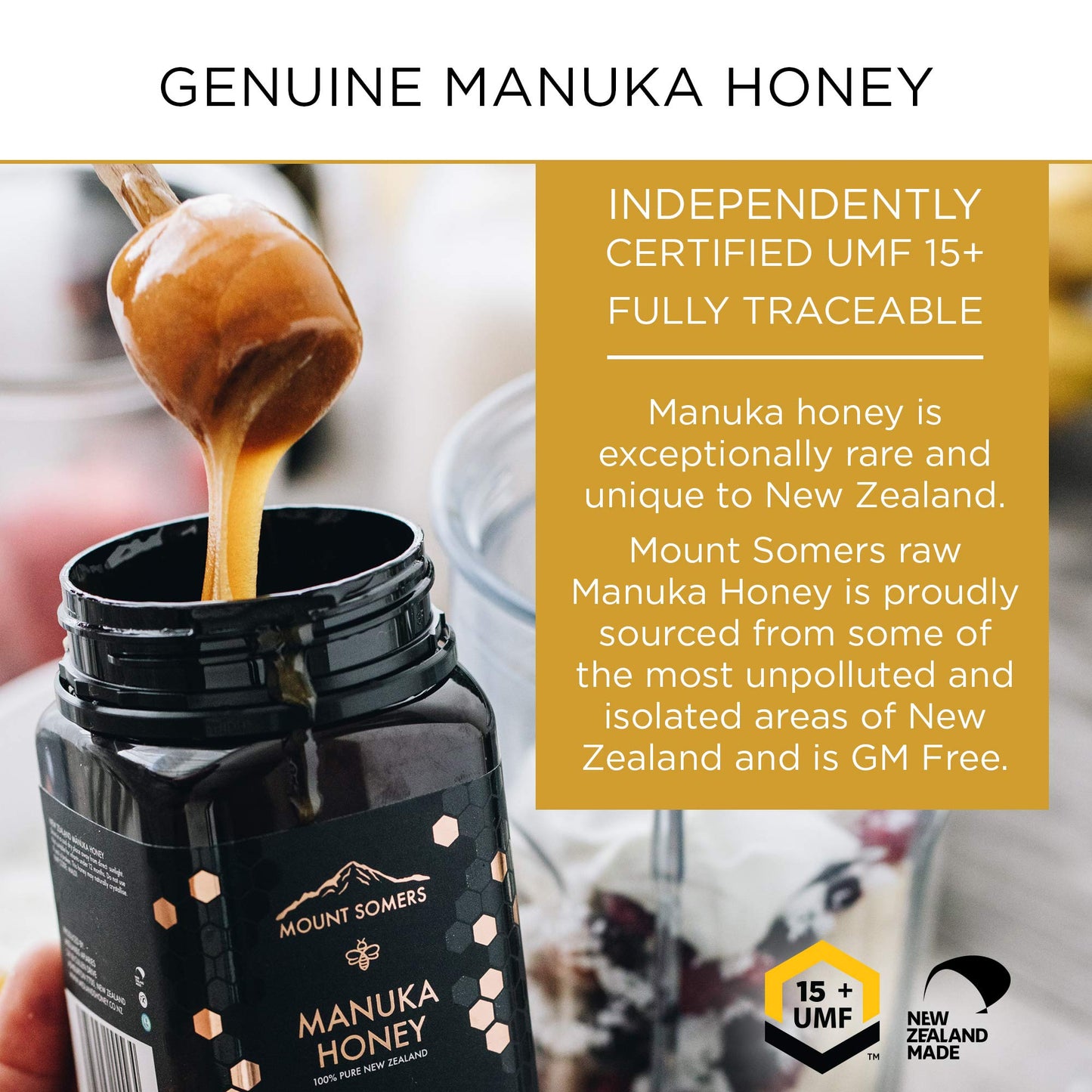 Mount Somers Premium Manuka Honey Mgo 514+ / Umf 15+ 100% Pure New Zealand Manuka Honey - Genuine Natural Superfood - Umf Certif