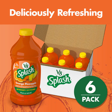 V8 Splash Orange Pineapple Juice Beverage, 64 Fl Oz Bottle, 6 Pack