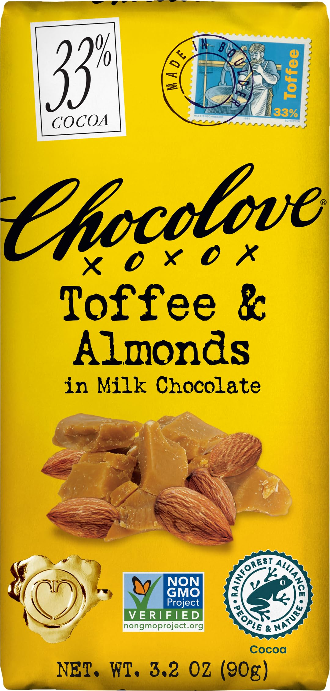 Chocolove - Milk Chocolate Bar Toffee & Almonds - 3.2 oz.