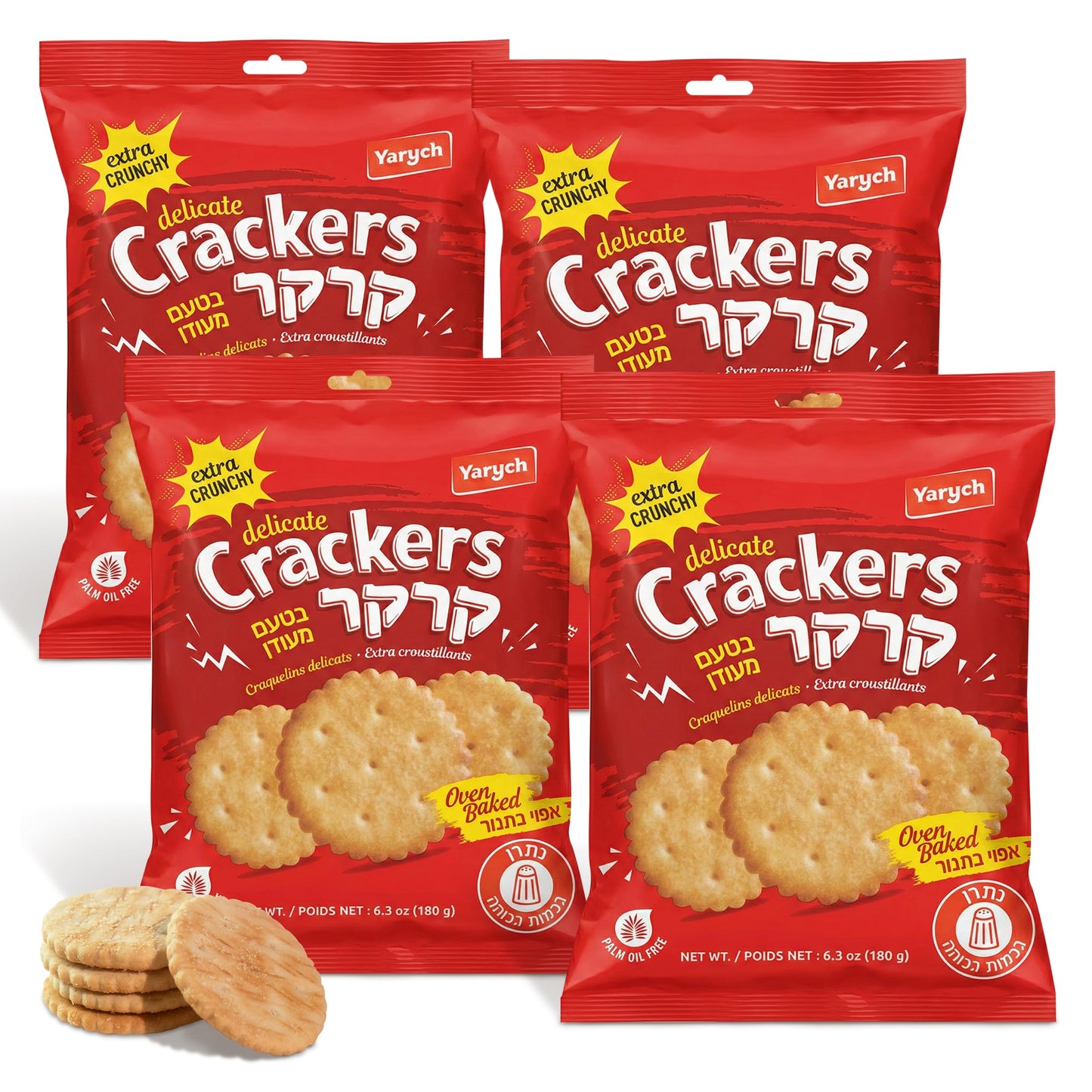 Yarych Delicate Crackers, Light Crispy Snack Crackers, 6.3 oz Bags, Mild-Flavored Crackers with Smooth Texture for Cheese, Sprea
