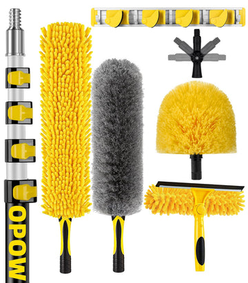 30 Foot High Reach Duster Kit With 7-24Ft Extension Pole, High Ceiling Fan Duster W/Telescopic Pole, Cobweb Duster, Feather Dust