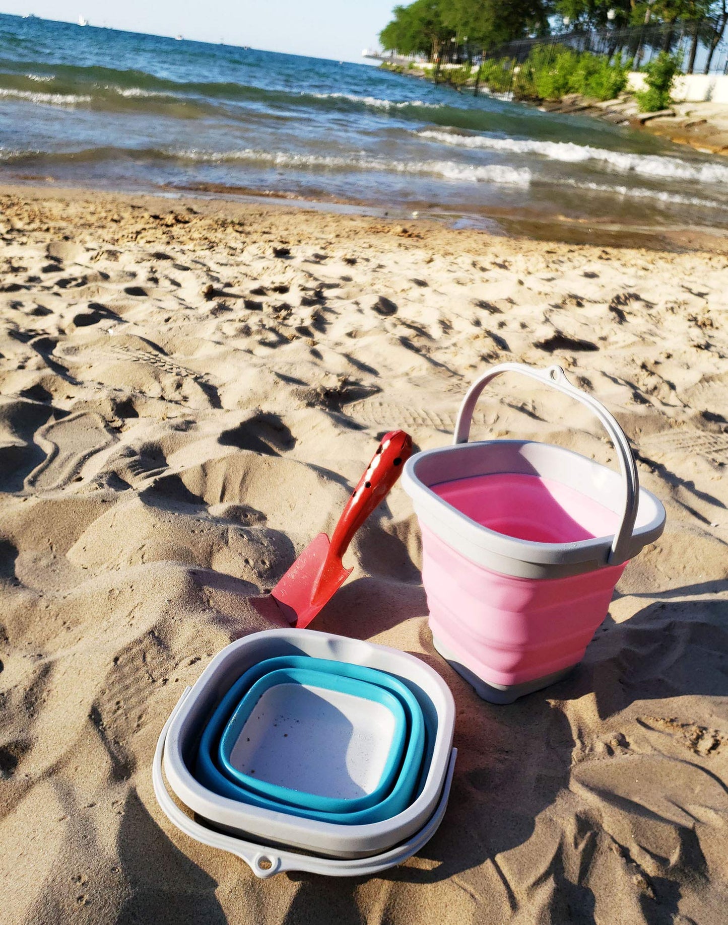Sammart Set Of 2-2.6L (0.68 Gallon) Super Mini Sqare Collapsible Plastic Bucket - Foldable Square Tub - Portable Fishing Water P