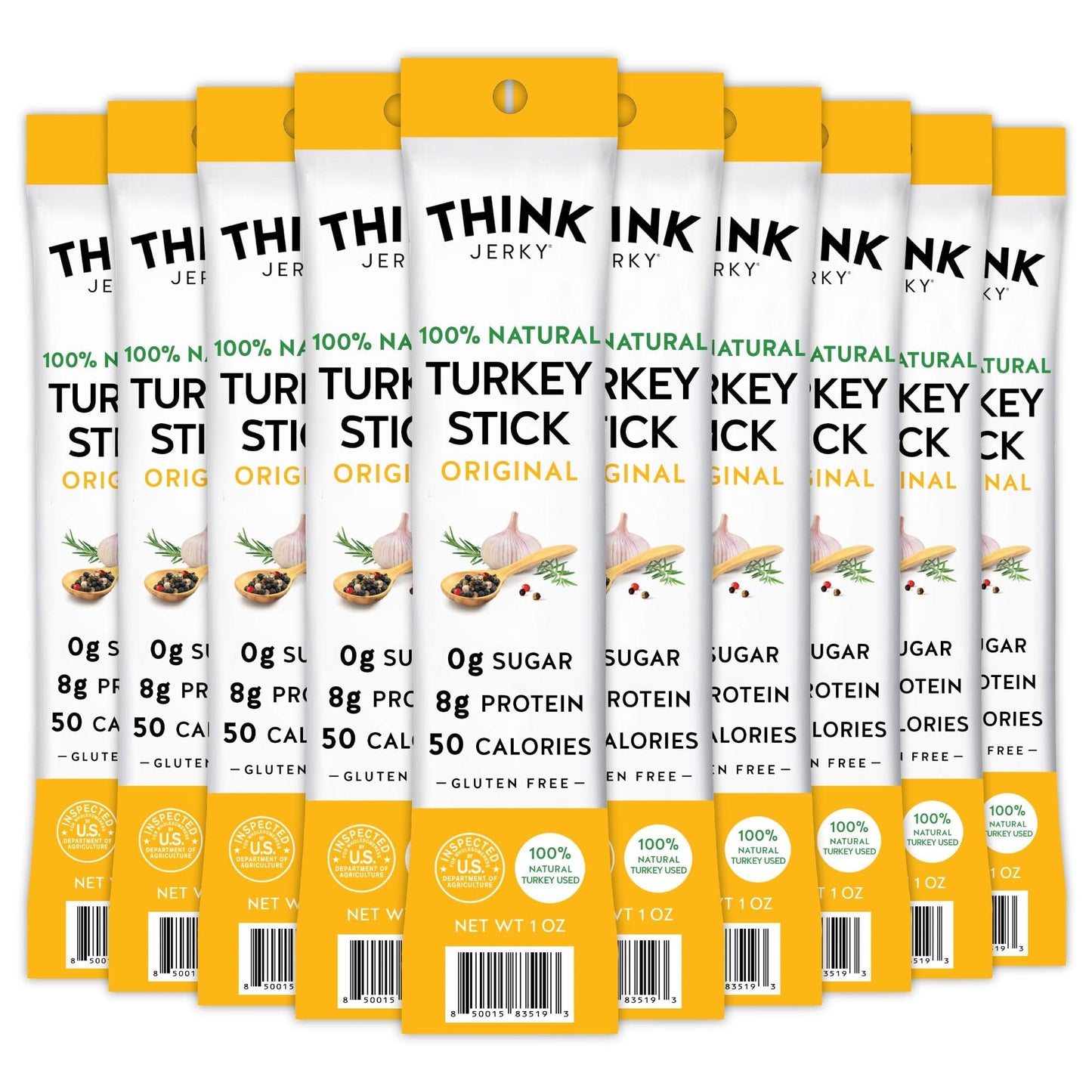 Think Jerky All-Natural Turkey Sticks Gluten And Sugar Free No Nitrates Keto Paleo Friendly High Protein Low Carb Meat Snack - 1.0 Oz Sticks 10 Pack