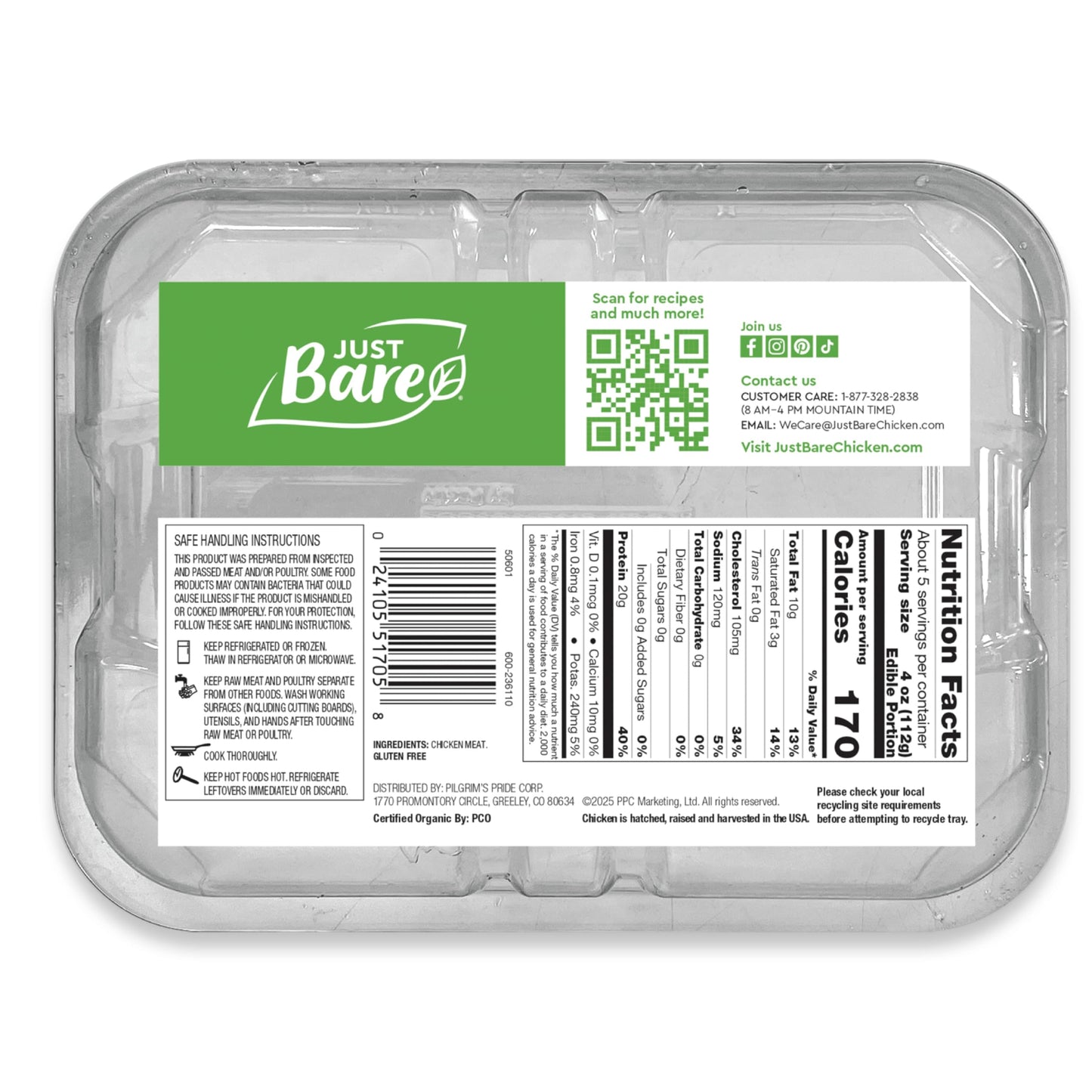 Just Bare Organic Fresh Chicken, Drumsticks, 1.5 lb
