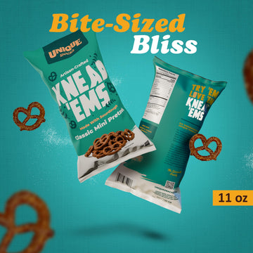 Unique Snacks Sourdough Mini Pretzels, Vegan Non-GMO Chips, 11 oz Pack of 6