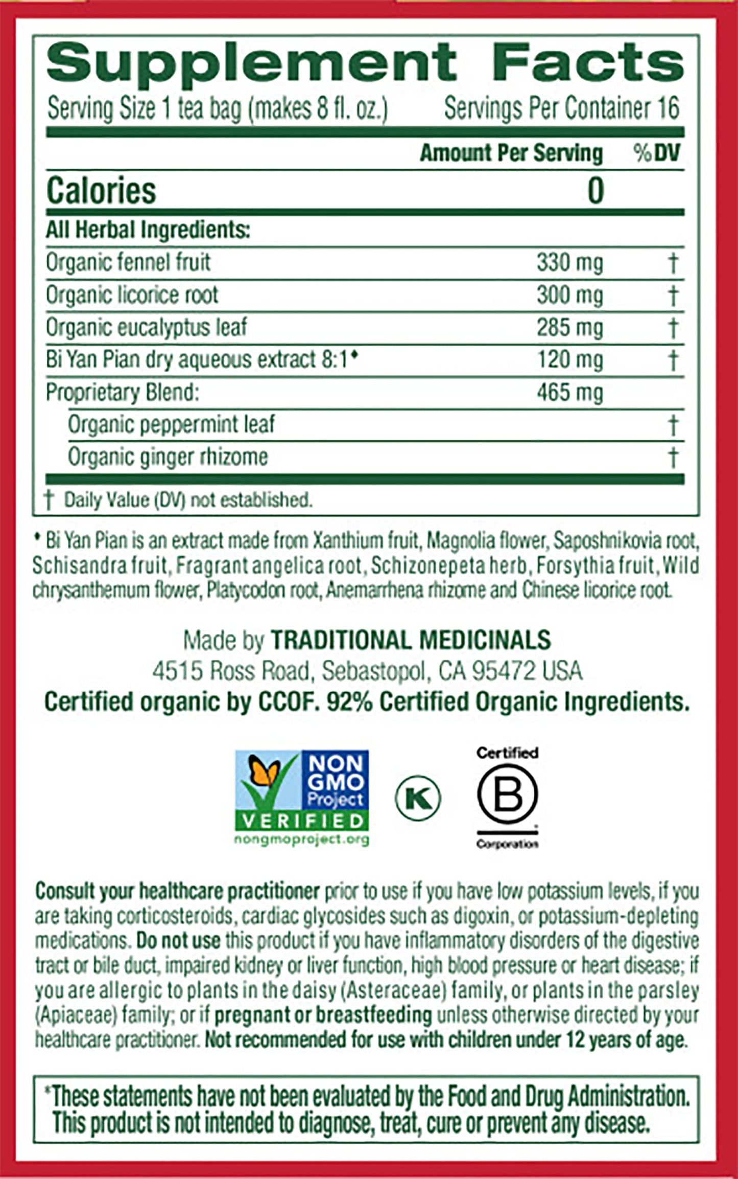 Traditional Medicinals Breathe Easy Eucalyptus Mint Herbal Tea, Promotes Respiratory Health, (Pack Of 2) - 32 Tea Bags Total