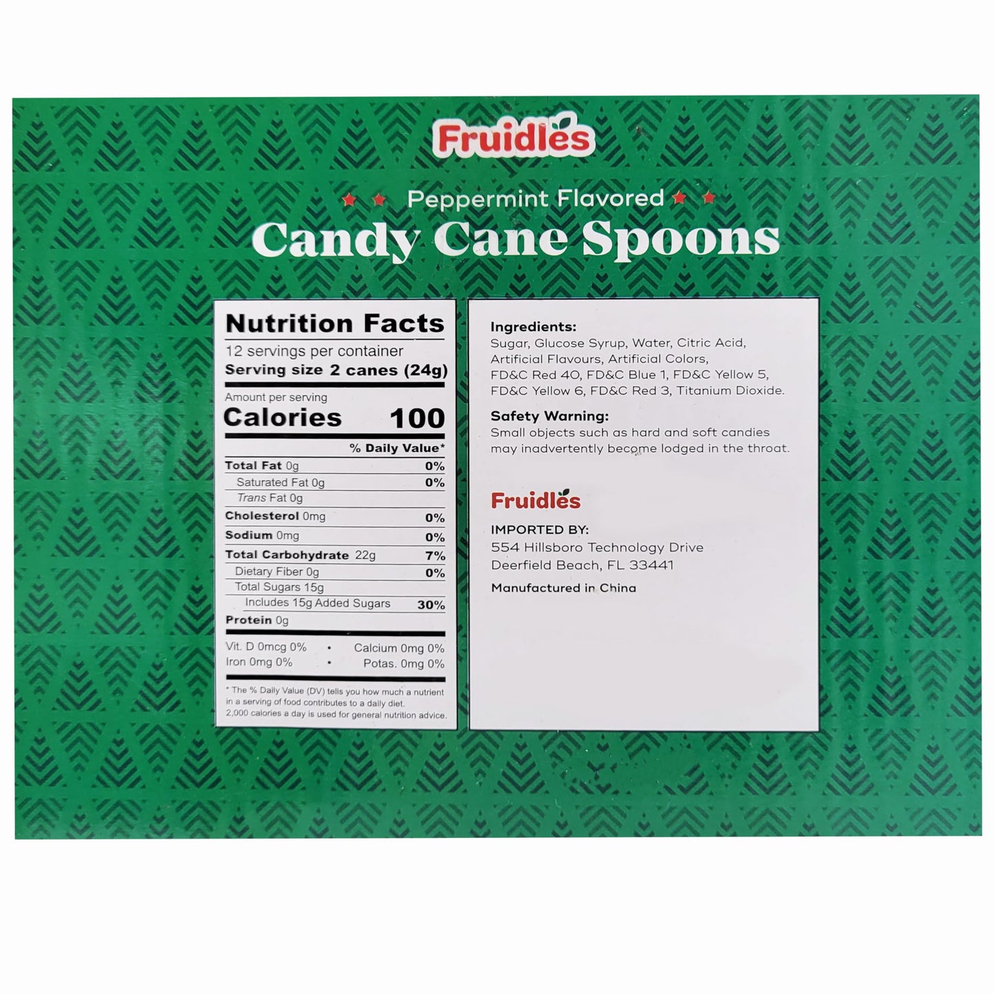 Fruidles Christmas Candy Canes Spoons Suckers, Peppermint Flavor, 12-Pack
