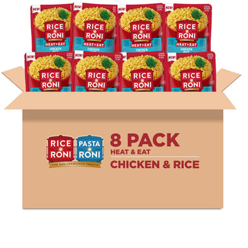 Rice-A-Roni Heat & Eat Rice, Chicken Flavor, 8.8 oz (Pack of 8), Quick Cook, Convenient Microwaveable Meal