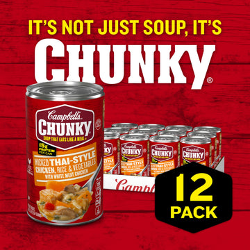 Campbell s Chunky Soup, Wicked Thai-Style Chicken with Rice and Vegetables Soup, 18.6 Oz (Pack of 12)