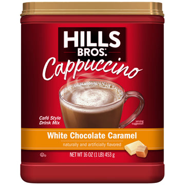 Hills Bros. Instant Cappuccino Mix, White Chocolate Caramel CappuccinoEasy to Use, Enjoy Coffeehouse Flavor from HomeFrothy, Dec