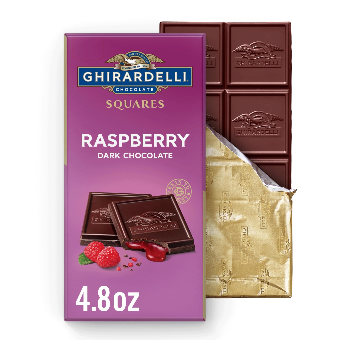 Ghirardelli Raspberry Dark Chocolate Squares Bar 4.8 Oz Bar (10 Pack)
