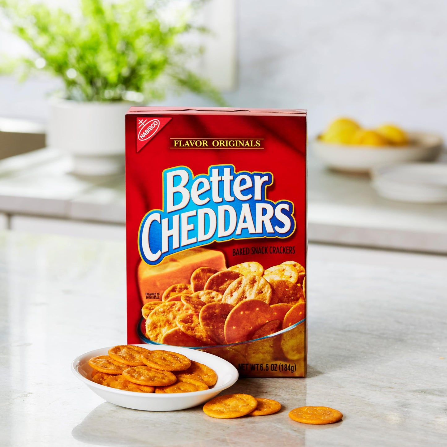 Nabisco Better Cheddars Baked Cheese Crackers, 6.5 Ounce Boxes, Pack of 6