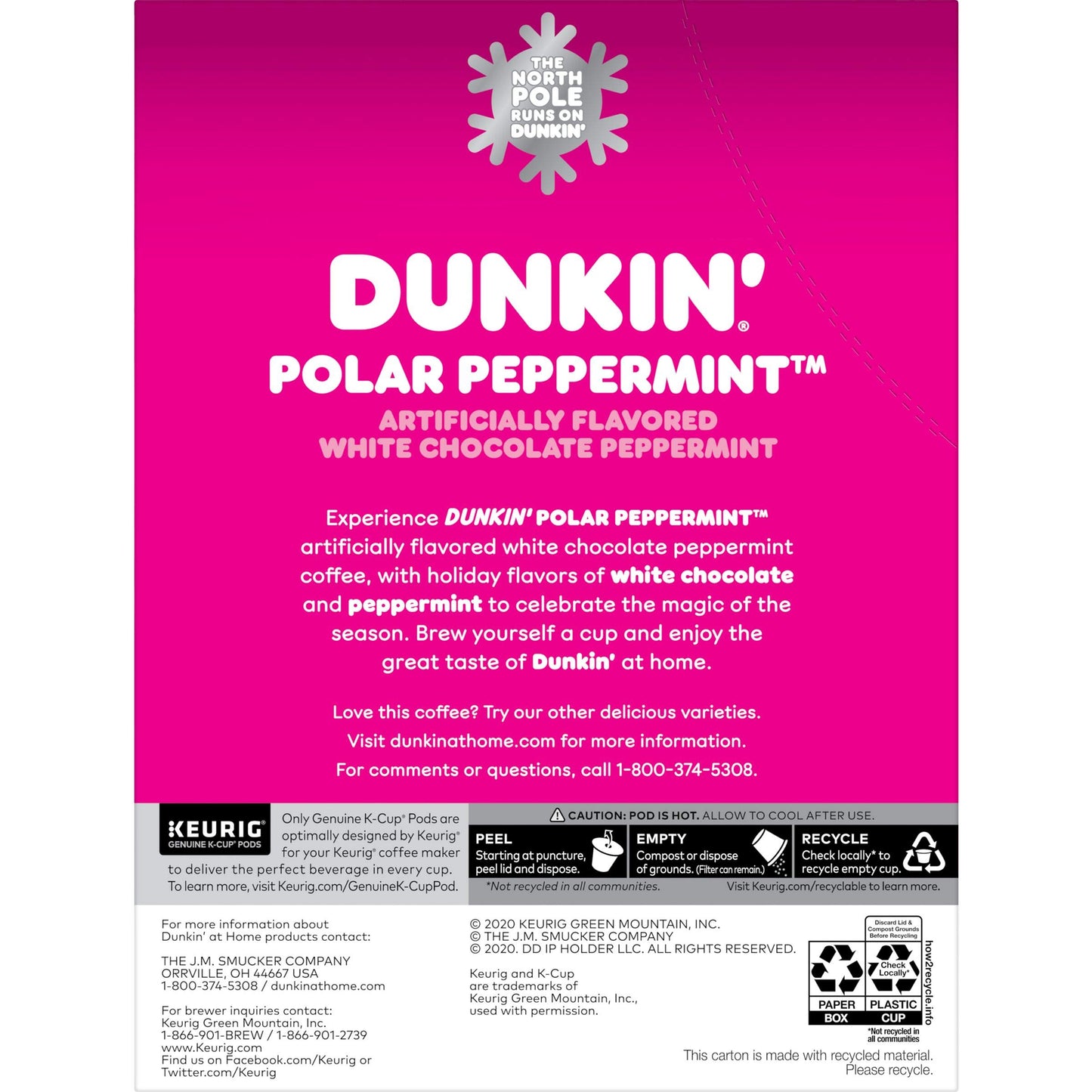 K-Cup Polar Peppermint Coffee - Compatible with Keurig K-Cup Brewer - Medium - 22 / Box