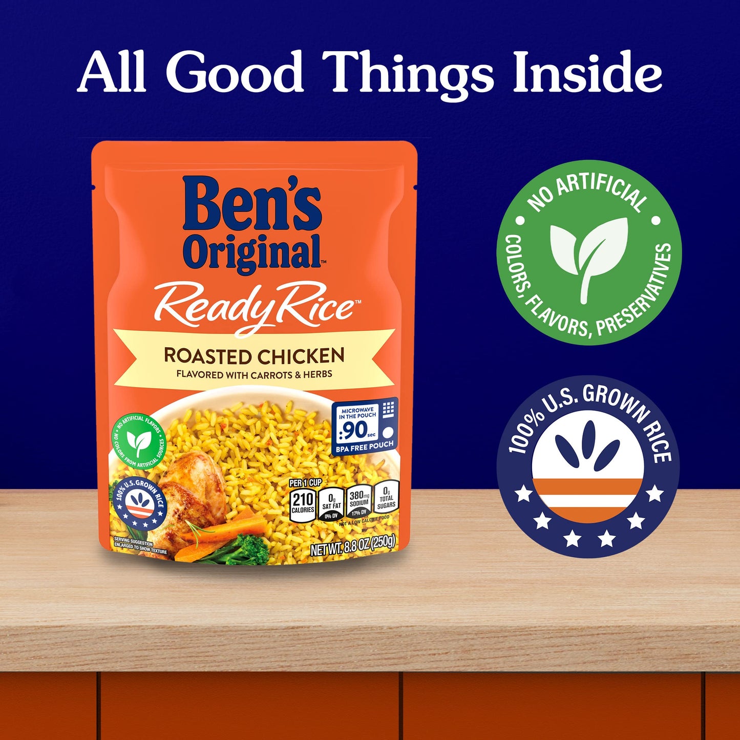 BENS ORIGINAL Ready Rice Roasted Chicken Flavored Rice, Easy Dinner Side, 8.8 oz Pouch