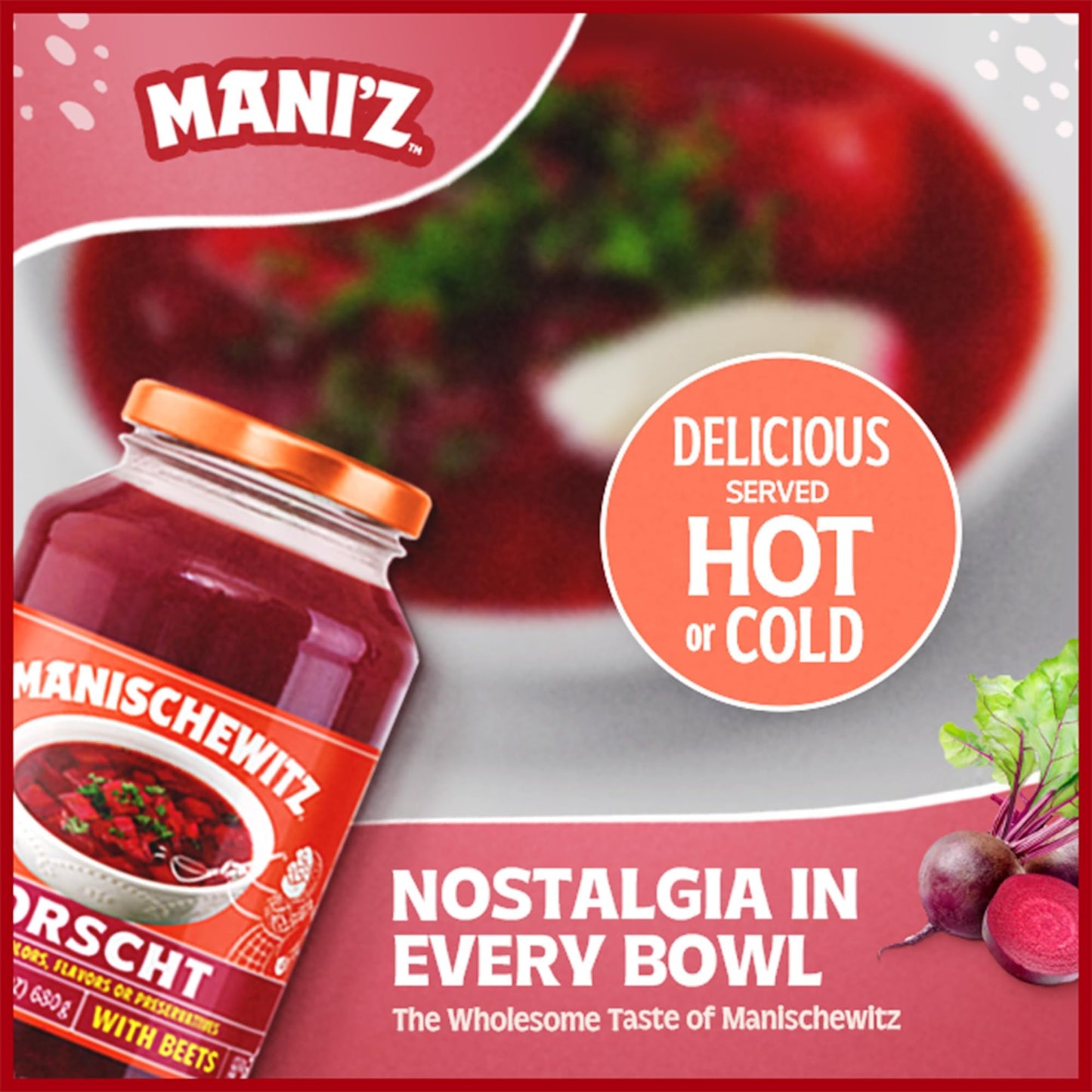 Manischewitz Borscht with Beets, 24 Oz (4 Pack) Tasty & Refreshing, Kosher for Passover